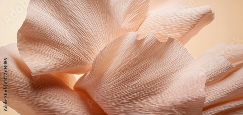 Handmade paper floral sculpture, realistic delicate folds, soft shadows, pastel color palette, elegant botanical artwork, close-up photography, ultra-HD