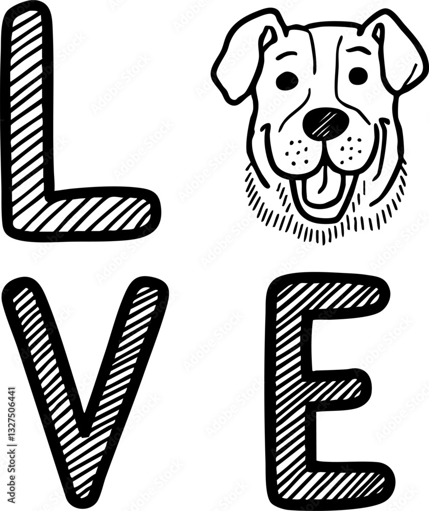 Fototapeta premium Love Dog Typography - Pet Lover Vector Design