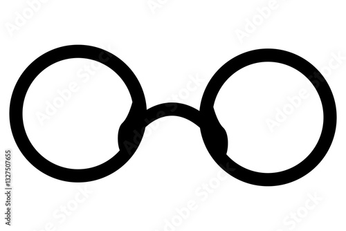 Minimalist Round Glasses Silhouette on Transparent Background for Stylish Designs