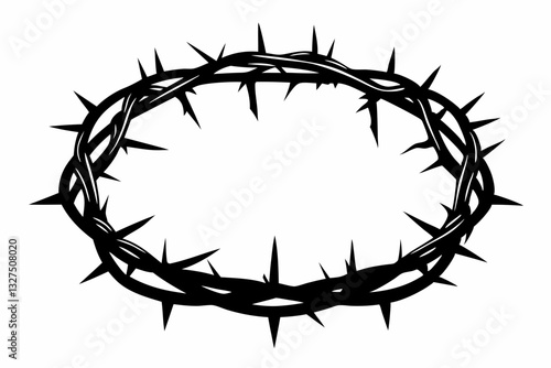 black crown of thorns line art silhouette vector illustration