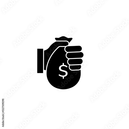 A hand tightly grips a sack with a dollar sign, symbolizing wealth, finance, and business success.