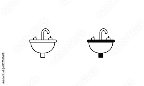 Sink icons set line and glyph vector icon