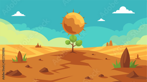The once rich and fertile soil looked more like a wasteland unable to sustain life under the blazing sun.. Vector illustration