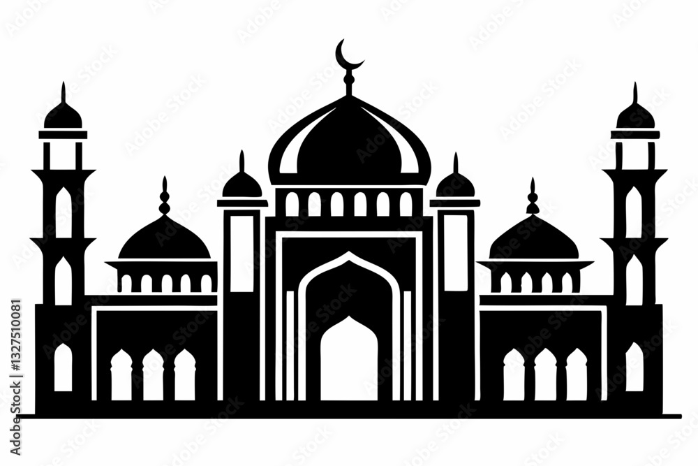 mosque line art silhouette vector illustration mosque line art silhouette vector illustration
