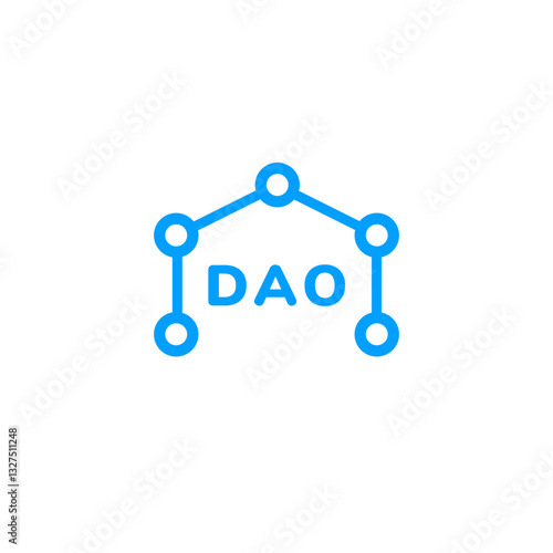 Blue letters and lines form the dao symbol, creating a simple and modern look.