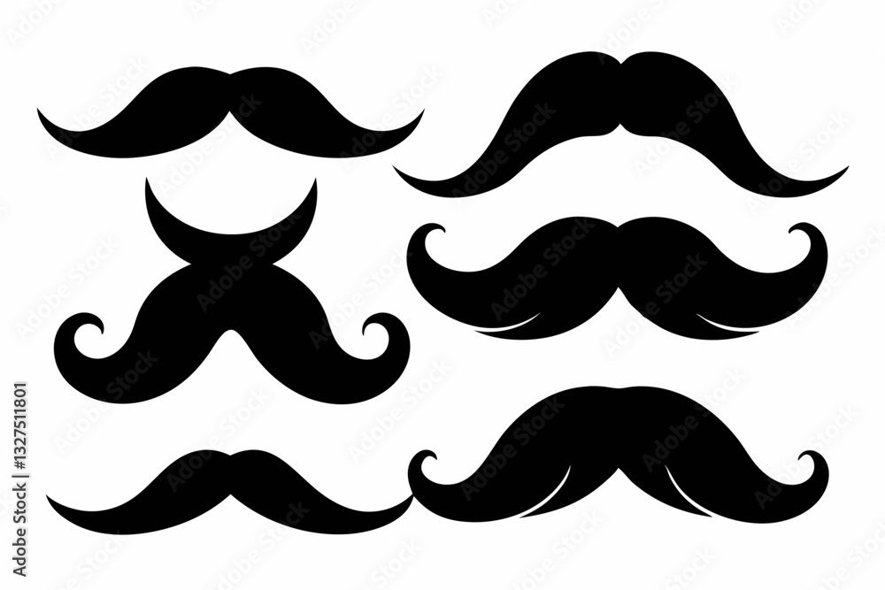 set of mustaches line art silhouette vector illustration set of mustaches line art silhouette vector illustration