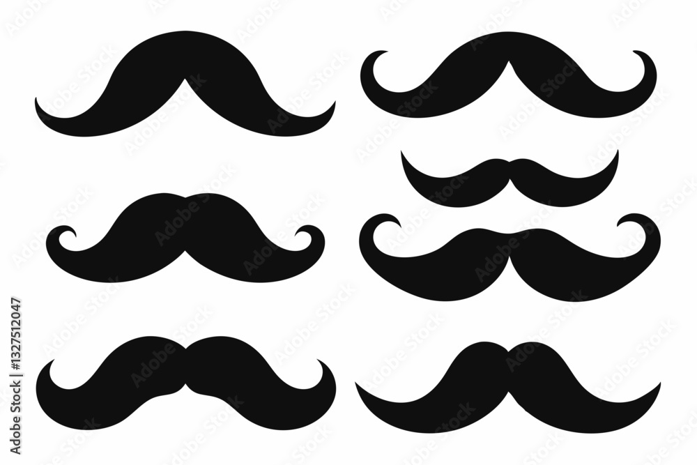 set of mustaches line art silhouette vector illustration set of mustaches line art silhouette vector illustration