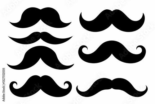 set of mustaches line art silhouette vector illustration