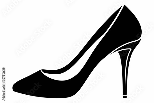 shoe high heel line art silhouette vector illustration