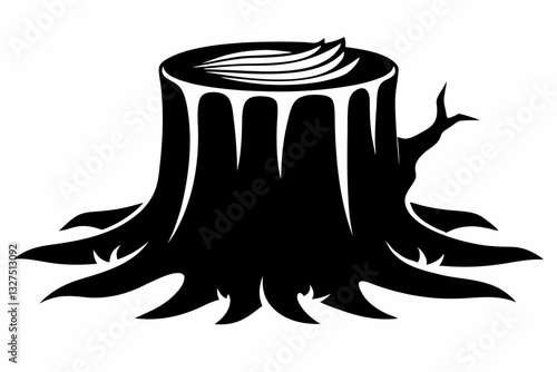 tree stump line art silhouette vector illustration