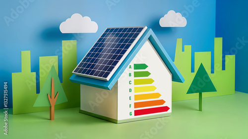 Maison avec panneau solaire photovoltaïque, performances énergétiques, transition écologique