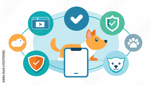 This technology also provides transparency to consumers who can have confidence that the animals were well cared for throughout their life cycle.. Vector illustration