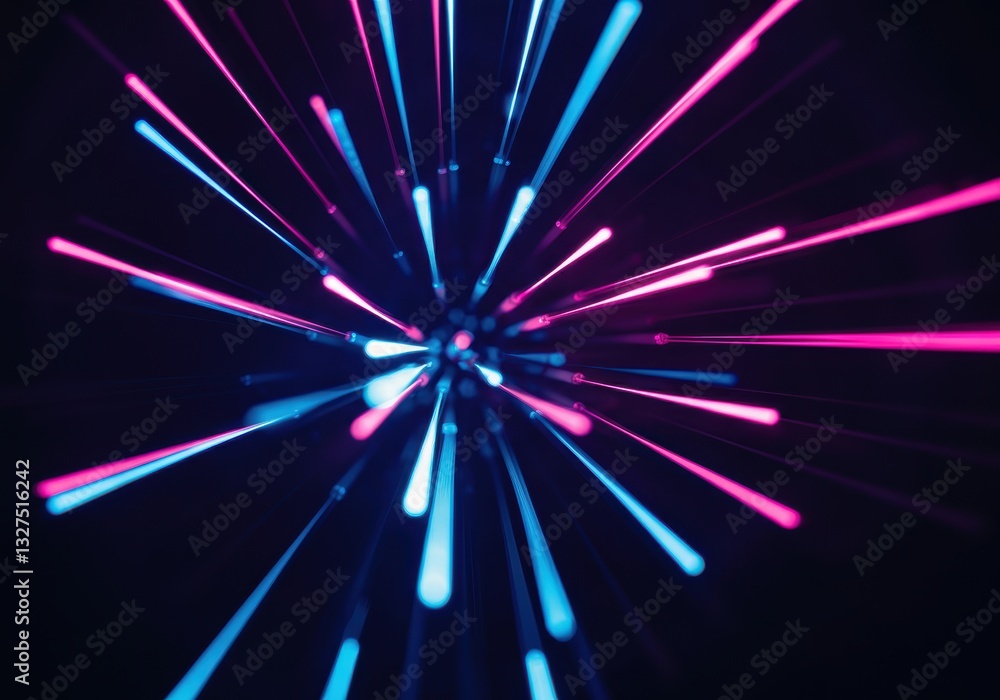 Fototapeta premium Vibrant light rays in pink and blue colors creating a dynamic visual effect