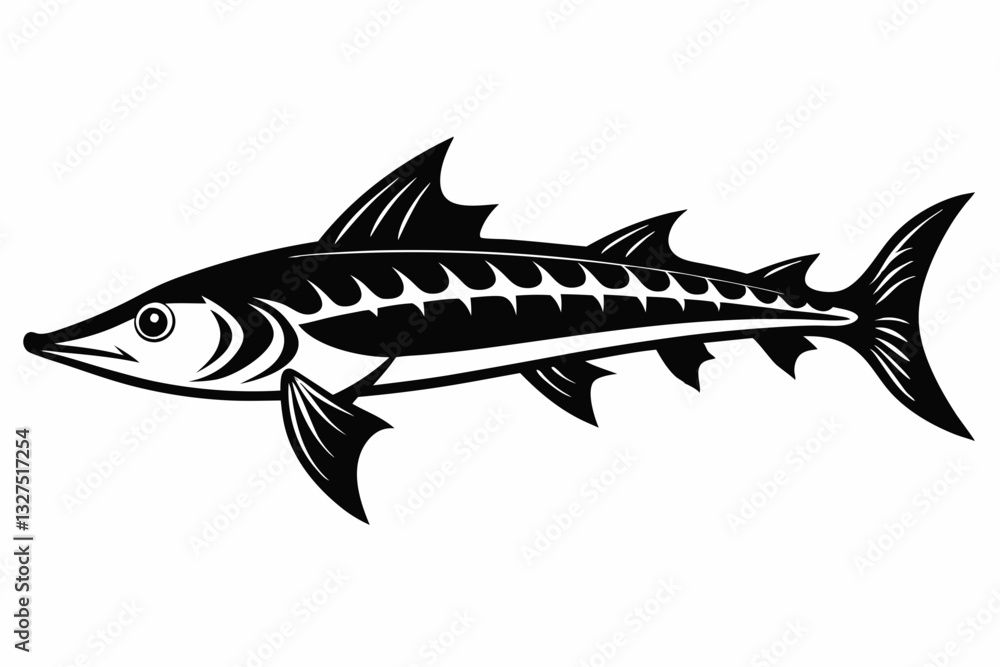 Fototapeta premium barracuda line art silhouette vector illustration