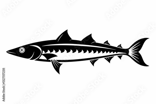 barracuda line art silhouette vector illustration