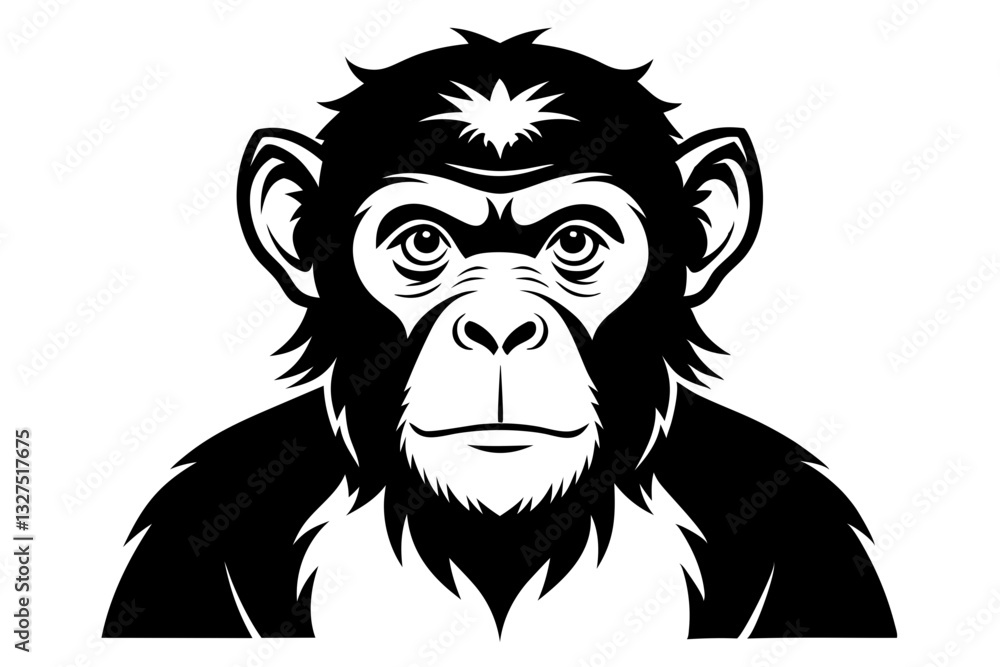 Fototapeta premium chimpanzee line art silhouette vector illustration