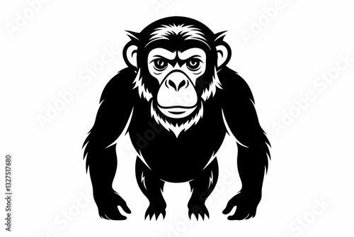 chimpanzee line art silhouette vector illustration