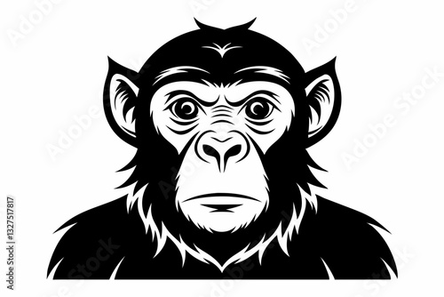 chimpanzee line art silhouette vector illustration