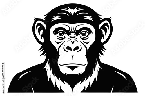 chimpanzee line art silhouette vector illustration
