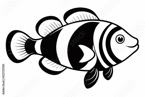 coral fish line art silhouette vector illustration
