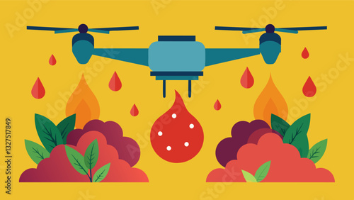 Thermal cameras attached to drones can detect heat signatures allowing for early detection of vine diseases such as powdery mildew.. Vector illustration