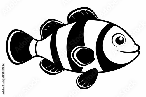 coral fish line art silhouette vector illustration