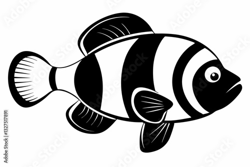 coral fish line art silhouette vector illustration