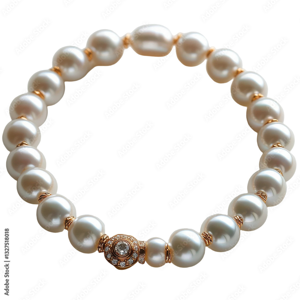 Fototapeta premium Elegant Pearl Bracelet with Diamond Clasp Luxury Jewelry Accessory