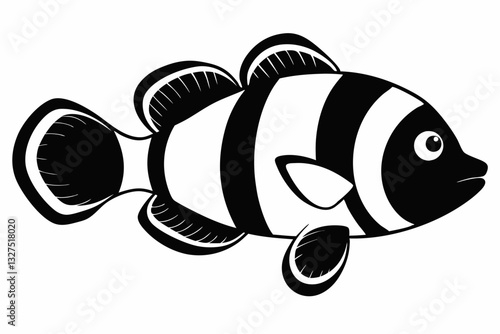 coral fish line art silhouette vector illustration