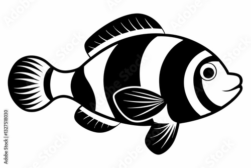 coral fish line art silhouette vector illustration
