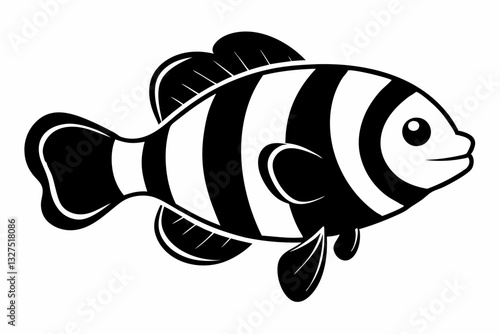coral fish line art silhouette vector illustration