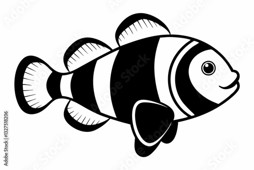 coral fish line art silhouette vector illustration