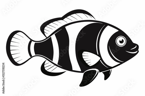 coral fish line art silhouette vector illustration