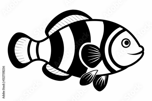 coral fish line art silhouette vector illustration