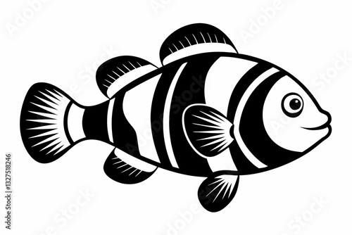 coral fish line art silhouette vector illustration