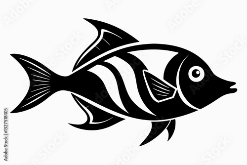 coral fish line art silhouette vector illustration