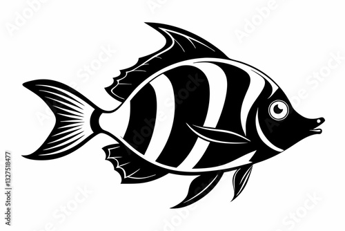 coral fish line art silhouette vector illustration