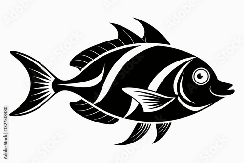 coral fish line art silhouette vector illustration