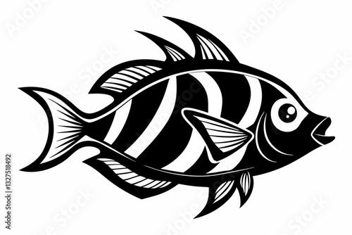 coral fish line art silhouette vector illustration