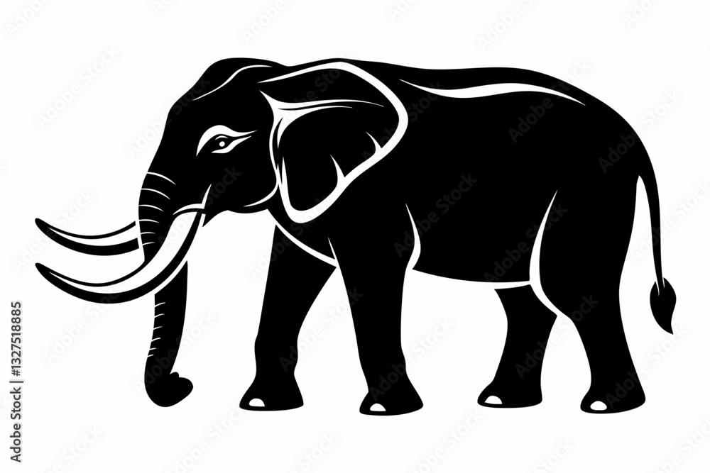 Fototapeta premium elephant line art silhouette vector illustration