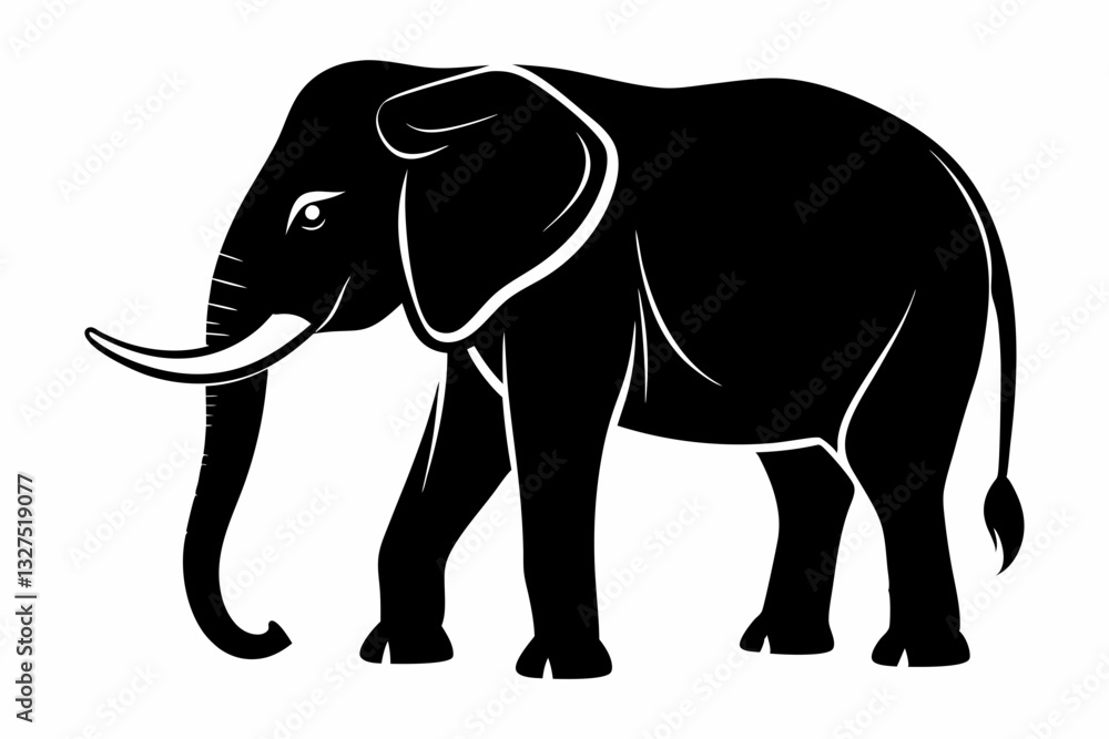 Fototapeta premium elephant line art silhouette vector illustration