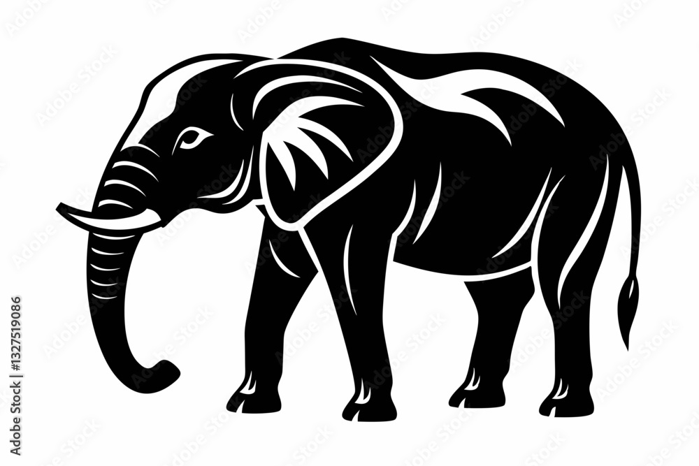 Fototapeta premium elephant line art silhouette vector illustration