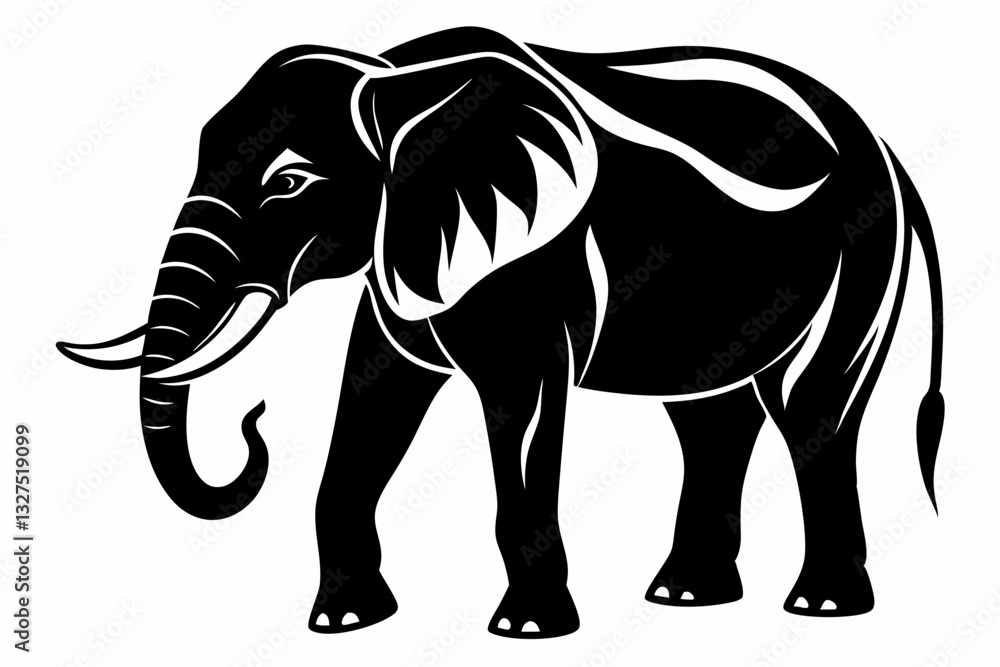 Fototapeta premium elephant line art silhouette vector illustration