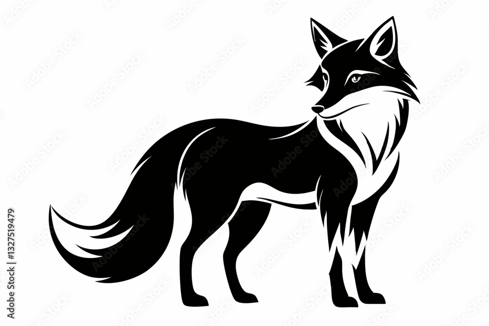 Obraz premium fox line art silhouette vector illustration