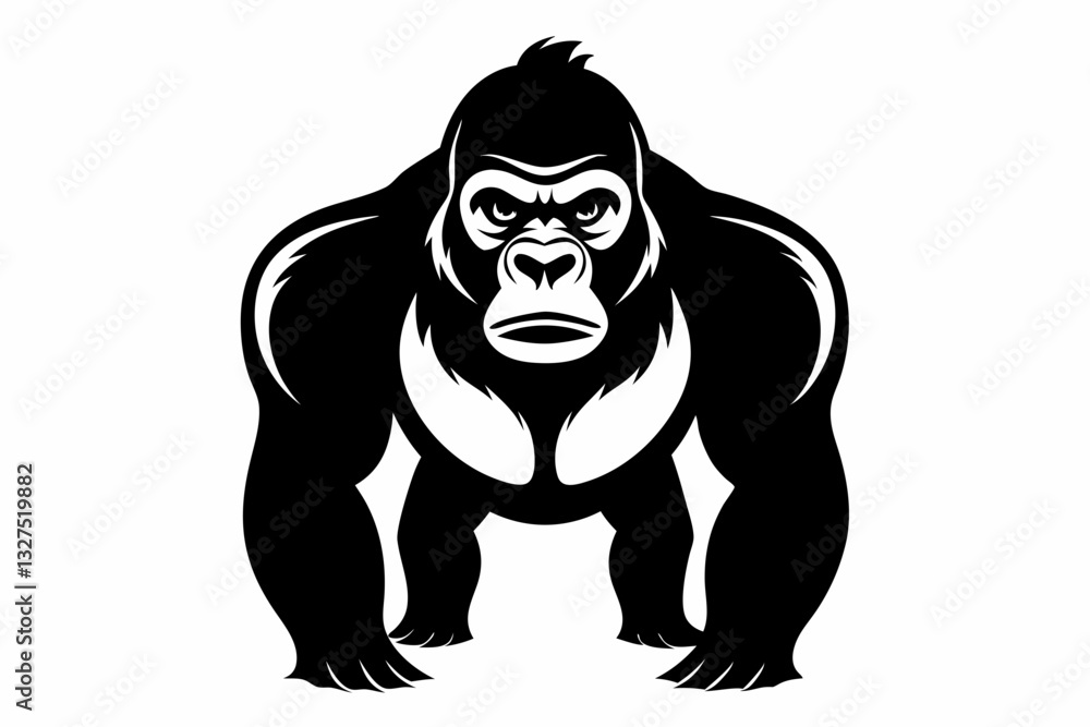 gorilla line art silhouette vector illustration gorilla line art silhouette vector illustration