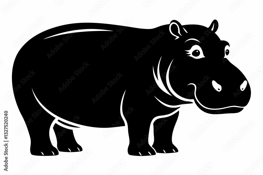 Obraz premium hippopotamus line art silhouette vector illustration
