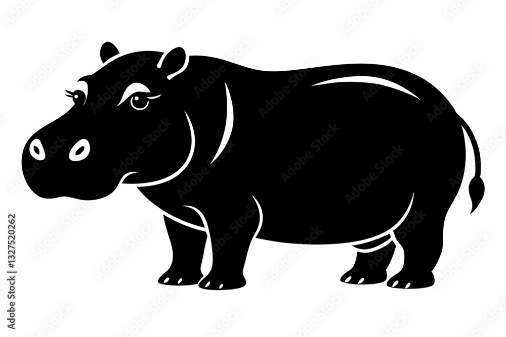 Fototapeta premium hippopotamus line art silhouette vector illustration