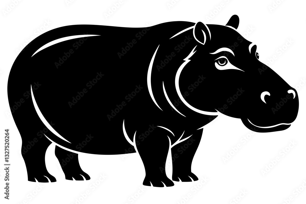 Obraz premium hippopotamus line art silhouette vector illustration