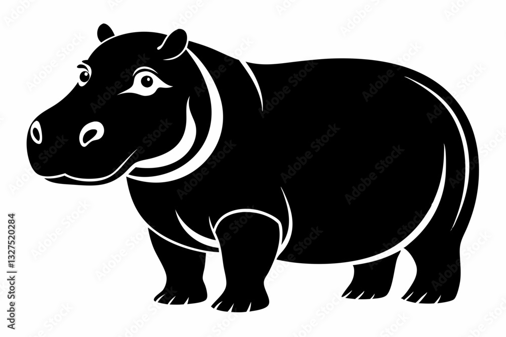 Fototapeta premium hippopotamus line art silhouette vector illustration