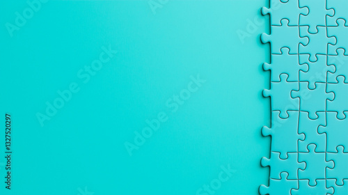 Teal Background with Vertical Row of Interconnected Jigsaw Puzzle Pieces